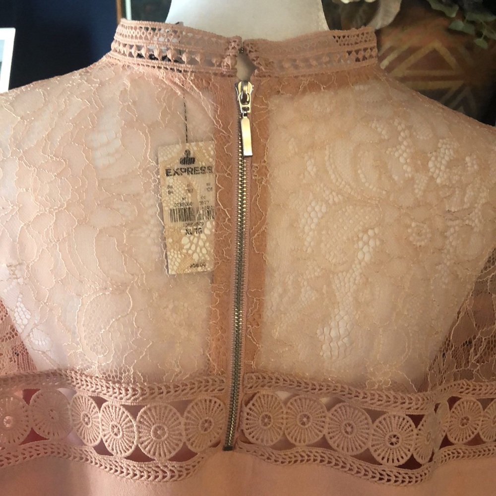 Express Peach Lace Midi Dress - Picture 12 of 15